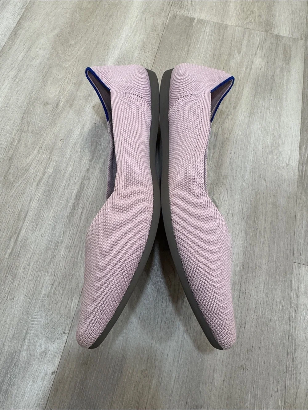 Rothy’s The Point Pointed Toe Flats — Lilac w/ Blue Trim size 9